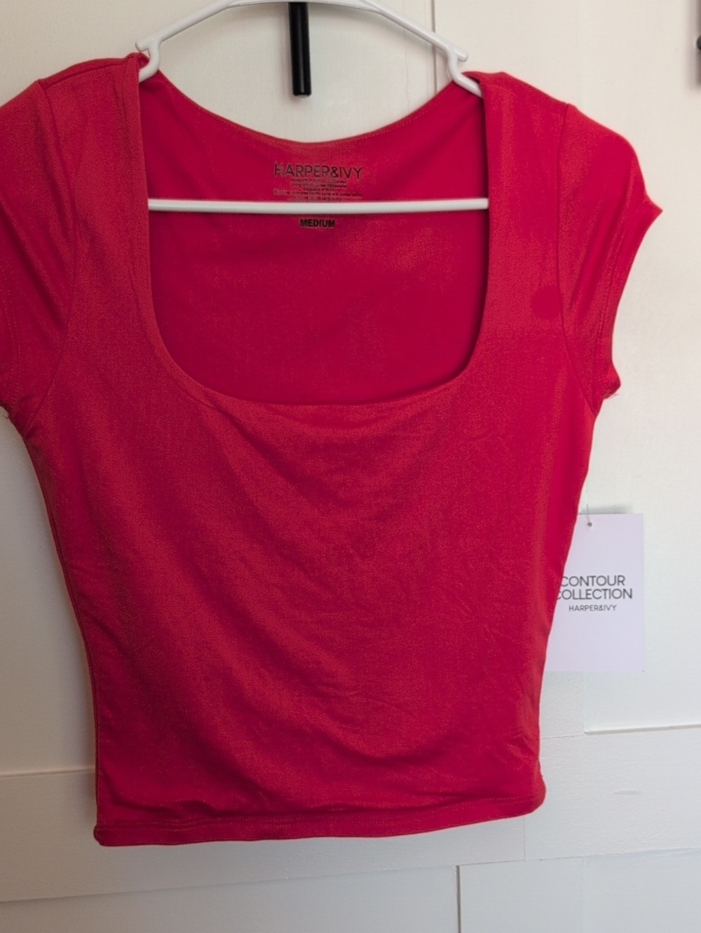 Harper bright red scoop-neck crop top